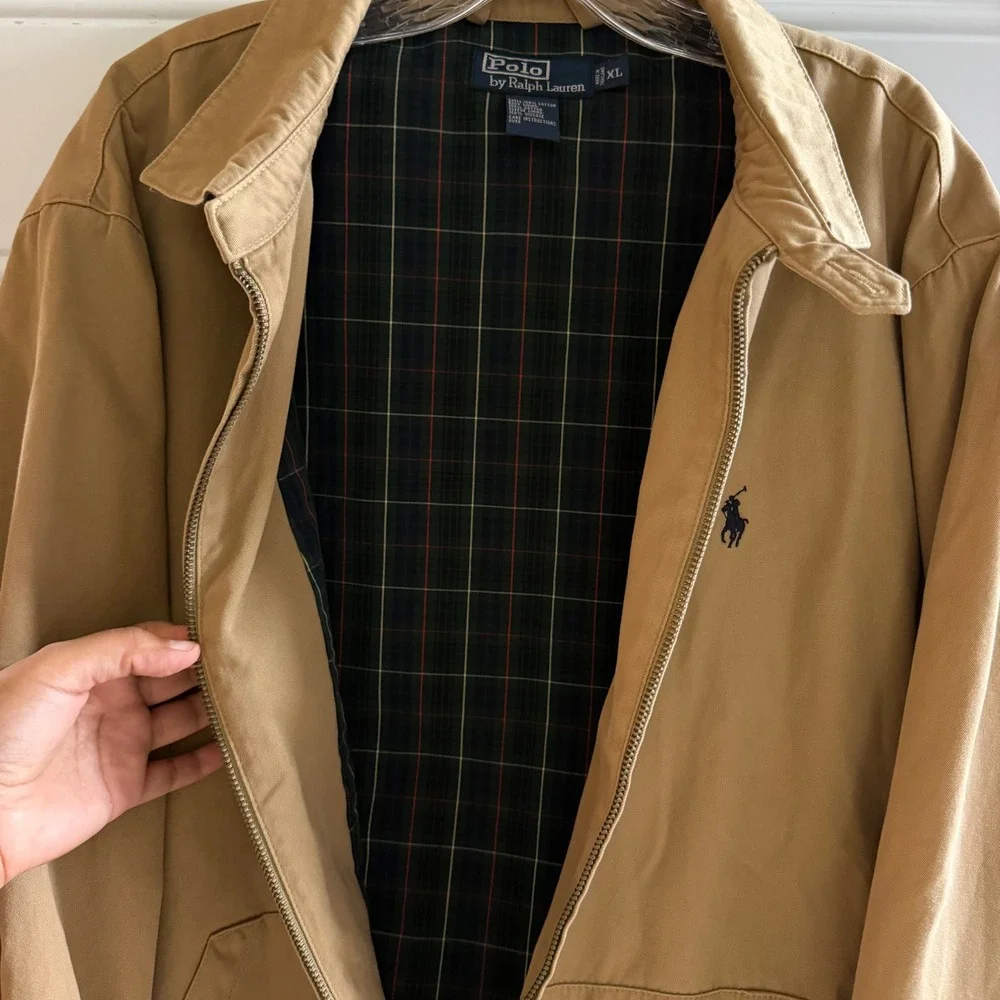 Vintage Polo Ralph Lauren Harrington Jacket, XL, Tan/Plaid